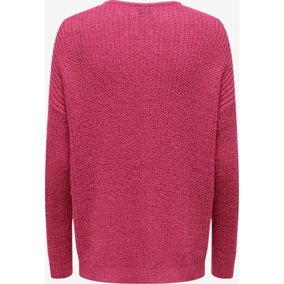 JDY V-Neck Fuchsia Pink Long Sleeve Sweater Size Medium New Without Tag - Picture 2 of 6